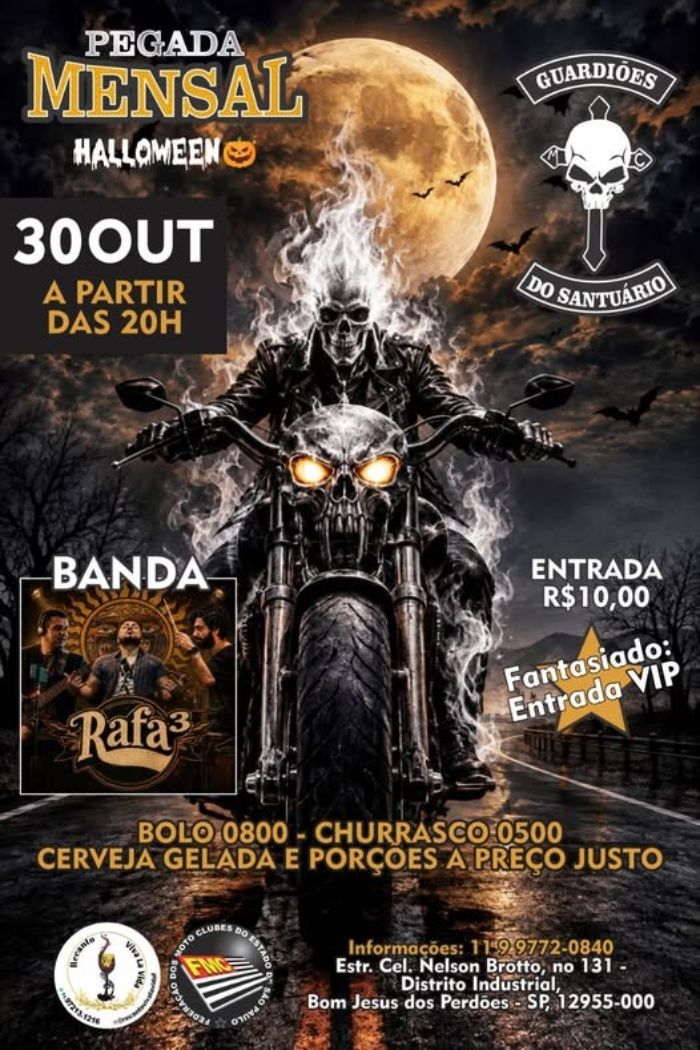 Cartaz: Pegada Mensal Halloween - Guardiões do Santuário MC