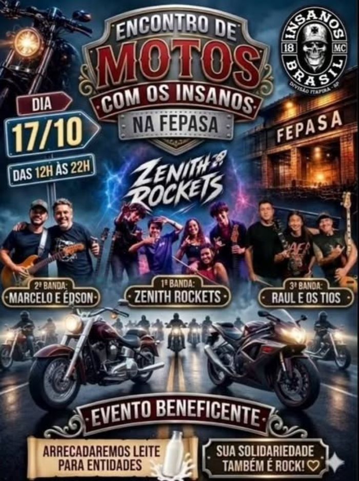 Cartaz: Encontro de Motos com os Insanos na FEPASA