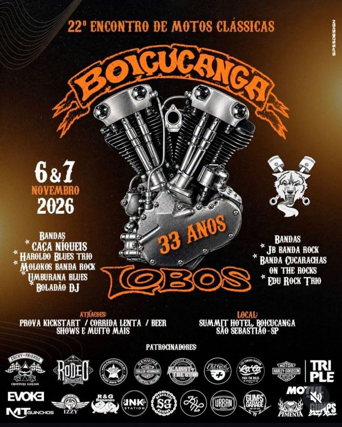 Cartaz: 22º Encontro de Motos Clássicas - Boiçucanga