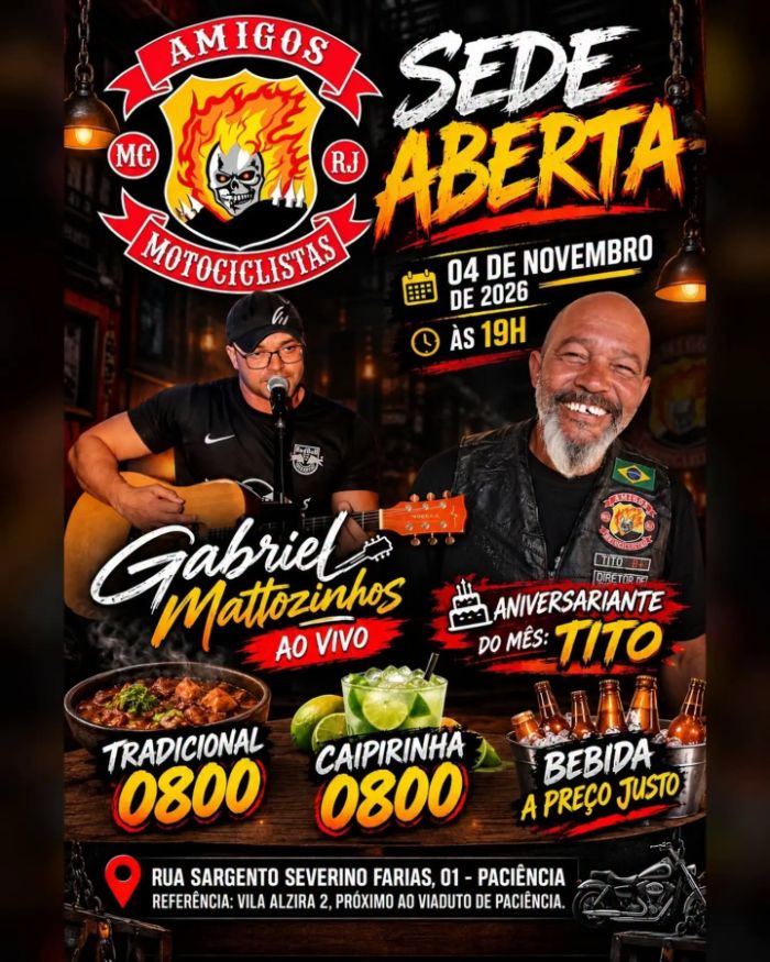 Cartaz: Sede Aberta - Amigos Motociclistas MC RJ